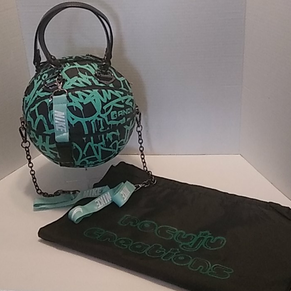 NWT HANDMADE Graffiti And1 Black&Mint Basketball Purse 🏀 - Picture 4 of 16